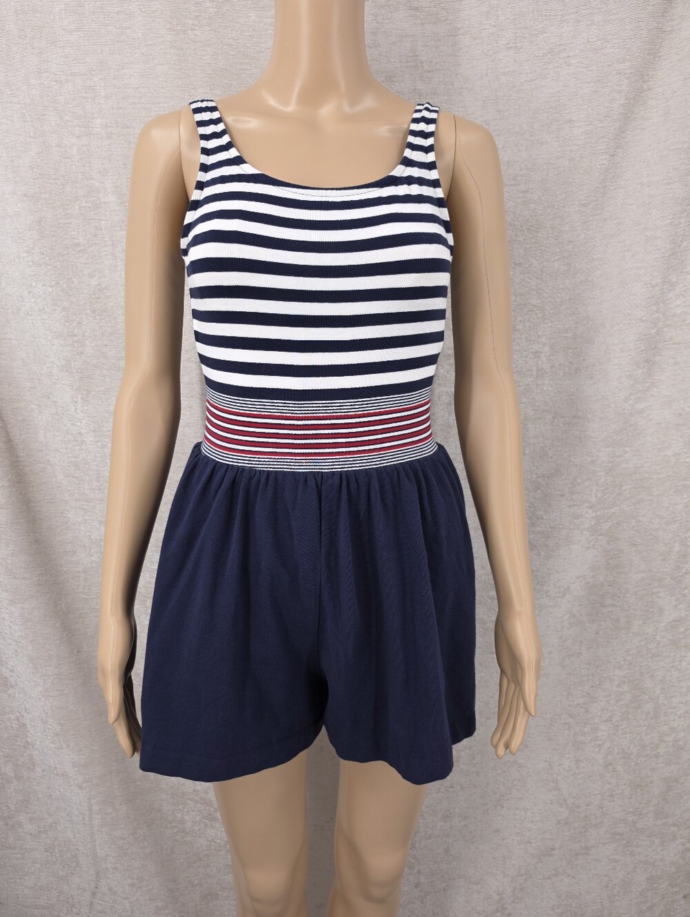 Jantzen Vintage Navy & White Striped One-Piece Romper or Swimsuit Nautical